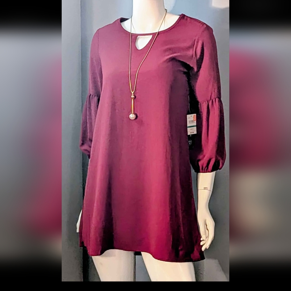 As U Wish Long Sleeve Burgundy Or Light Blue Dress